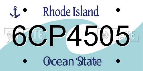 6CP4505 Rhode Island License Plate