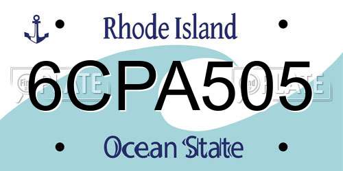 6CPA505 Rhode Island License Plate