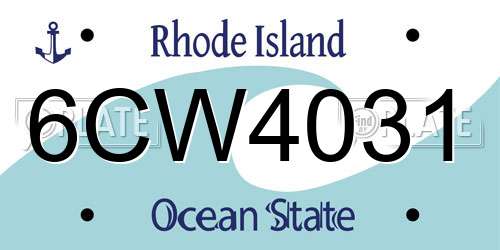 6CW4031 Rhode Island License Plate