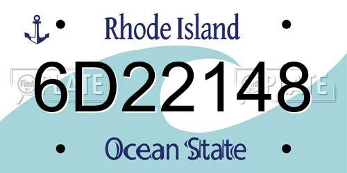 6D22148 Rhode Island License Plate