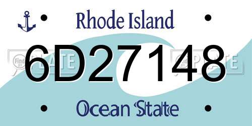 6D27148 Rhode Island License Plate