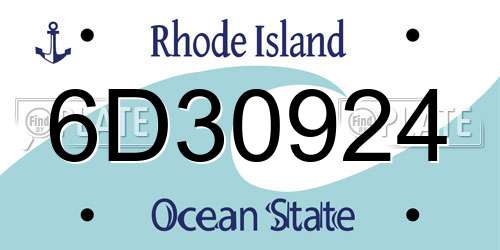 6D30924 Rhode Island License Plate