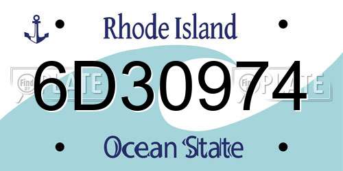 6D30974 Rhode Island License Plate