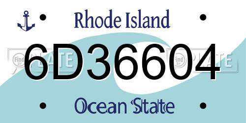 6D36604 Rhode Island License Plate