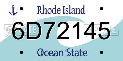 6D72145 Rhode Island License Plate
