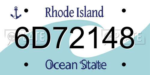 6D72148 Rhode Island License Plate