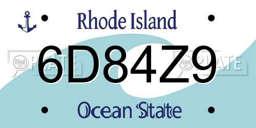 6D84Z9 Rhode Island License Plate