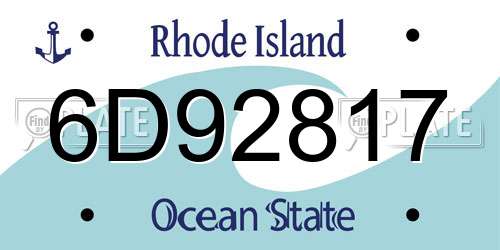 6D92817 Rhode Island License Plate