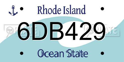 6DB429 Rhode Island License Plate