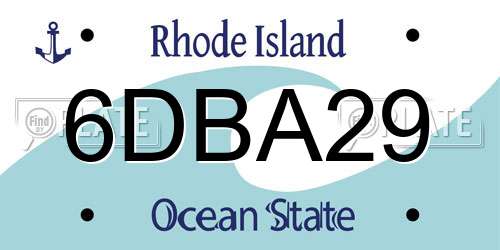6DBA29 Rhode Island License Plate