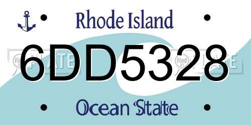6DD5328 Rhode Island License Plate