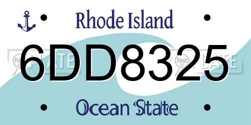 6DD8325 Rhode Island License Plate