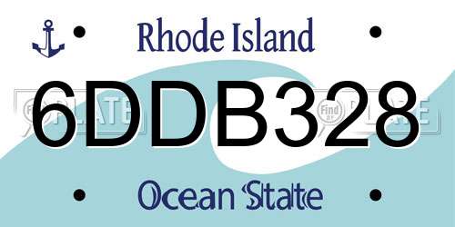 6DDB328 Rhode Island License Plate