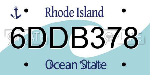 6DDB378 Rhode Island License Plate