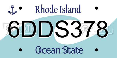 6DDS378 Rhode Island License Plate