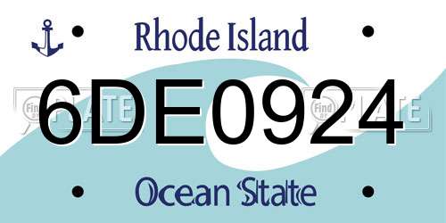 6DE0924 Rhode Island License Plate