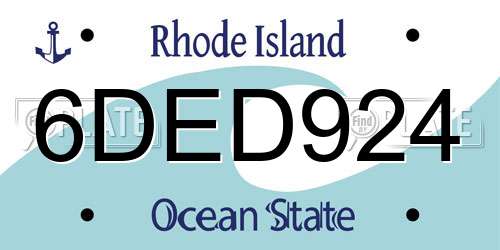 6DED924 Rhode Island License Plate