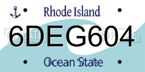 6DEG604 Rhode Island License Plate