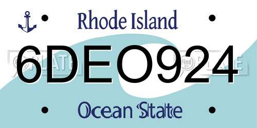 6DEO924 Rhode Island License Plate
