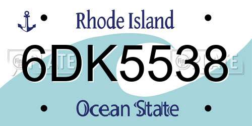 6DK5538 Rhode Island License Plate