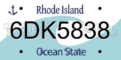 6DK5838 Rhode Island License Plate