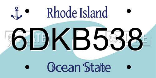 6DKB538 Rhode Island License Plate