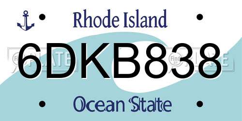 6DKB838 Rhode Island License Plate