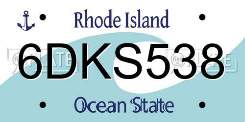 6DKS538 Rhode Island License Plate