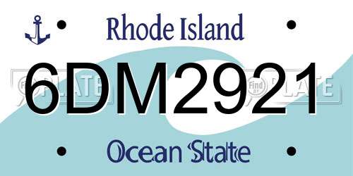 6DM2921 Rhode Island License Plate