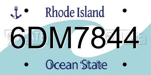 6DM7844 Rhode Island License Plate
