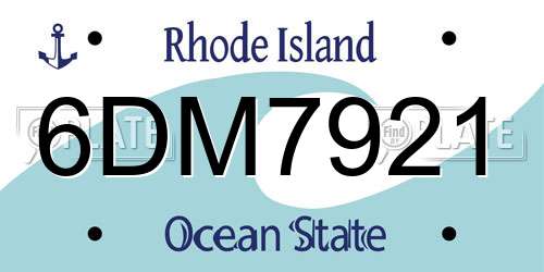 6DM7921 Rhode Island License Plate