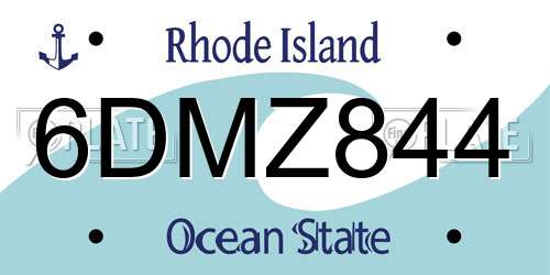 6DMZ844 Rhode Island License Plate