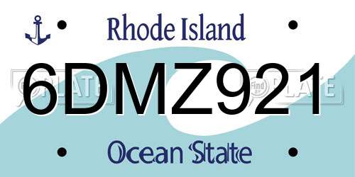 6DMZ921 Rhode Island License Plate