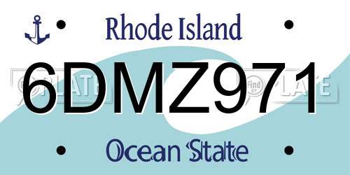 6DMZ971 Rhode Island License Plate