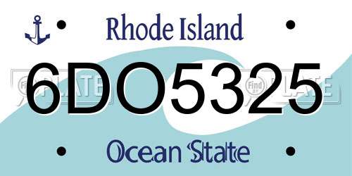 6DO5325 Rhode Island License Plate