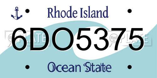 6DO5375 Rhode Island License Plate