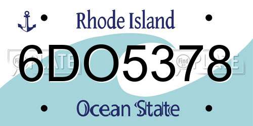 6DO5378 Rhode Island License Plate