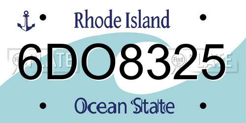 6DO8325 Rhode Island License Plate
