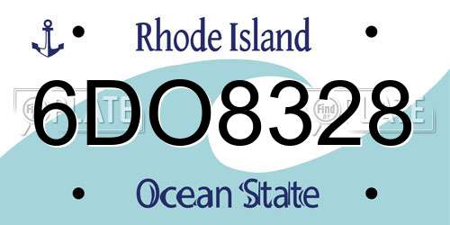 6DO8328 Rhode Island License Plate
