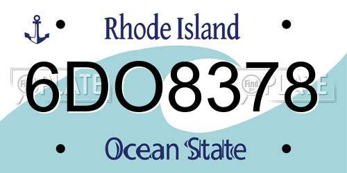 6DO8378 Rhode Island License Plate