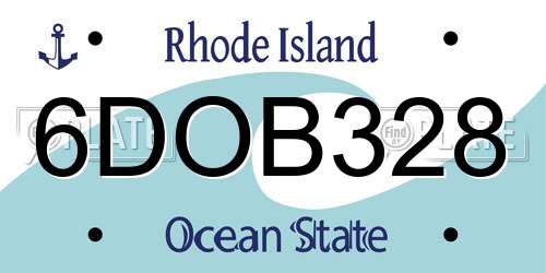 6DOB328 Rhode Island License Plate