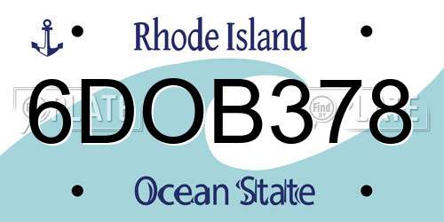 6DOB378 Rhode Island License Plate