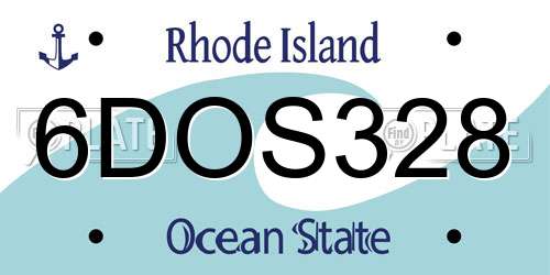 6DOS328 Rhode Island License Plate
