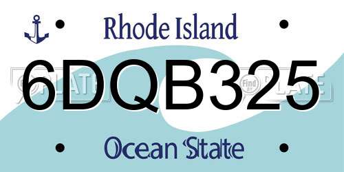 6DQB325 Rhode Island License Plate