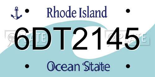 6DT2145 Rhode Island License Plate