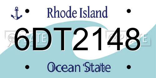 6DT2148 Rhode Island License Plate