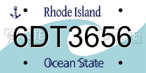 6DT3656 Rhode Island License Plate