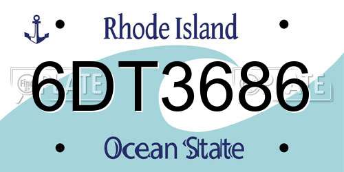 6DT3686 Rhode Island License Plate