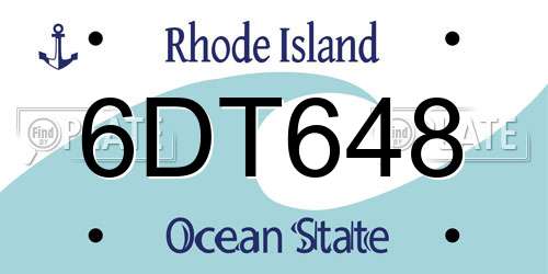 6DT648 Rhode Island License Plate