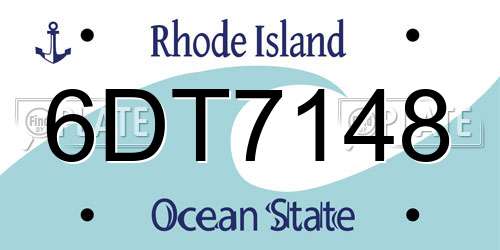 6DT7148 Rhode Island License Plate